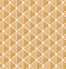 Seamless Geometric Leaves Art Deco Pattern. Abstract vector floral background.