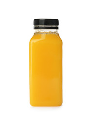 Bottle with fresh juice on white background