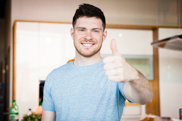 man showing thumb up