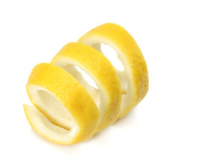 fresh lemon peel isolated on white background. healthy food