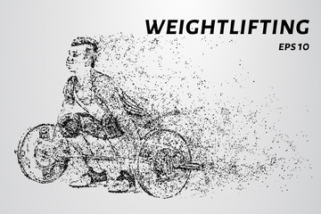 Weightlifter of particles. Weightlifter is preparing to raise the bar.