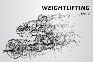 Weightlifter of particles. Weightlifter is preparing to raise the bar.