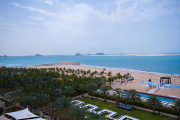 Fototapeta na wymiar Al Hamra beach, a view from Al Hamra Beach Resort March 01, 2017