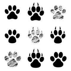 Fototapeta premium Czarny zestaw Paw Print - wektor.