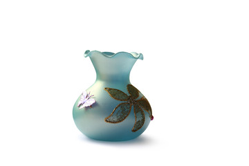 Small Blue Flower Vase Decorated upright