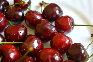 Cherries in the plate. Summer berry