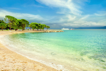 Beach in Crikvenica town. Kvarner bay, Croatia