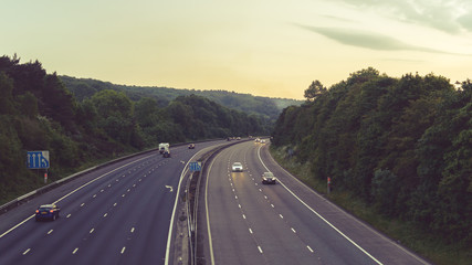 Slow Traffic on M5 Motorway, Captured in Clapton-in-Gordano, England