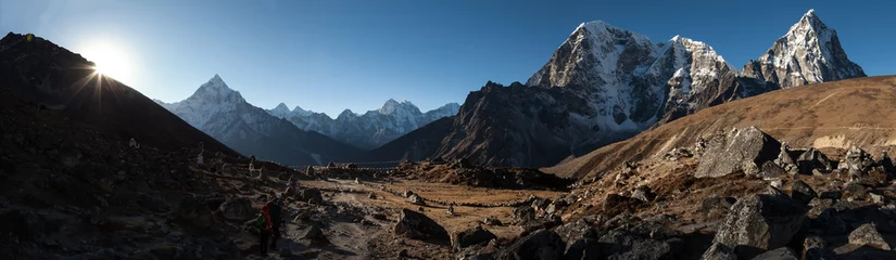 Crédence de cuisine en verre imprimé Lhotse Panoramy - treking w Himalajach - Everest Base Camp