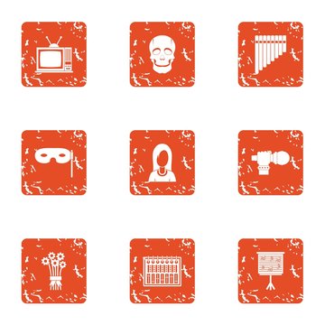 Netmask icons set. Grunge set of 9 netmask vector icons for web isolated on white background