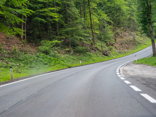 Austrian countryside road in motion