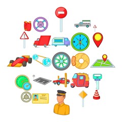 Car parking icons set. Cartoon set of 25 car parking vector icons for web isolated on white background