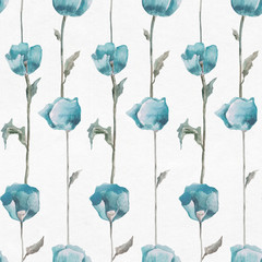 Watercolor Floral pattern. Hand drawn Flower seamless background