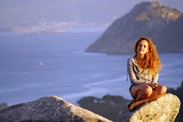 Redhead girl on vacation in Spain