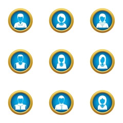 Personal skill icons set. Flat set of 9 personal skill vector icons for web isolated on white background