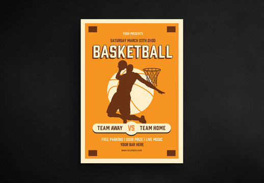 Basketball Flyer Layout with Player Silhouette