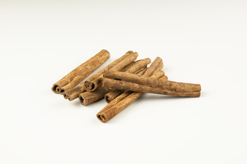 Close up cinnamon healthy spice on white background