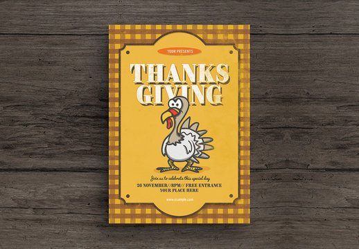 Thanksgiving Flyer Layout with Turkey Illustration