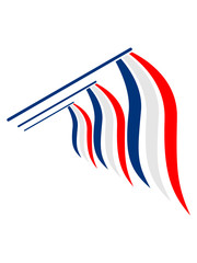 3 fahnen hängende fahnenmast 3 farben frankreich nation blau rot weiß flagge design logo cool