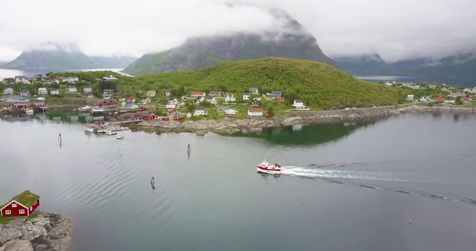 Cloudy Norwegian Fishing Village