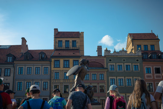 The mermaid scutpture on the Old Market Square in Warsaw