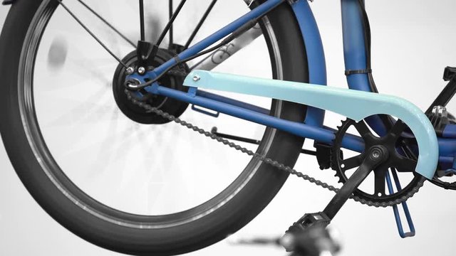 Electric bicycle wheel rotating, innovation exhibition, eco friendly transport
