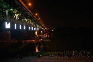 Most Gdanski Bridge in Warsaw at night