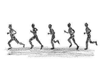 クレヨンで描いたマラソン選手達のイラスト