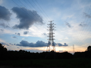 electric tower in sunset background
