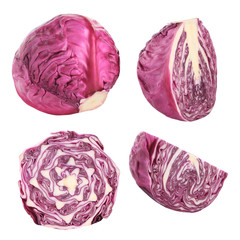 Fototapeta premium set of violet cabbage isolated