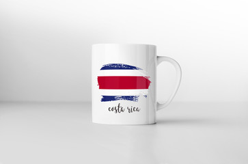 Costa Rica flag souvenir mug on white background. 3D rendering.