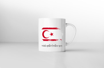 Turkish Republic of Northern Cyprus flag souvenir mug on white b