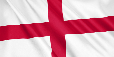 Obraz premium England flag waving with the wind, wide format, 3D illustration. 3D rendering.