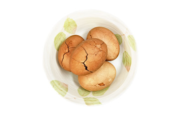 Tea eggs on white background