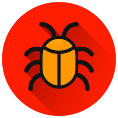 bug circle red flat icon