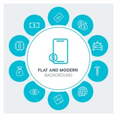 industry, health, hotel, money Infographic Circle outline Icons Set. Contains such Icons as  business,  website,  elements,  background,  pattern,  banner, bag and more. Fully Editable. Pixel Perfect