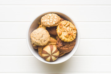 Different types of sweet cookies.