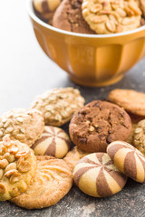 Different types of sweet cookies.