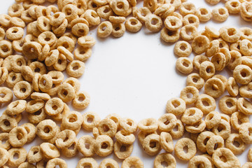 Pile of crispy cracknels isolated on white background