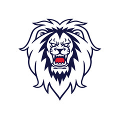 Angry Lion Roaring Logo Design Template Vector Mascot Illustration