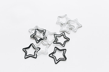 Black and white stars decorations on white background