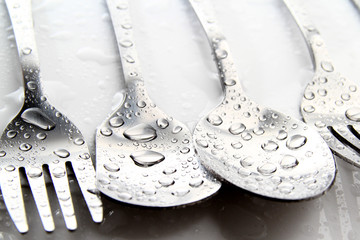 Fork and spoon in white background