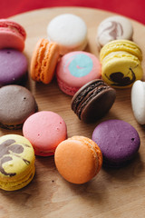 Composition of delicious colorful macaroons, sweet dessert