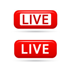 Live streaming vector signs isolated on white. Live TV broadcasting. Live video streaming vector icon.
