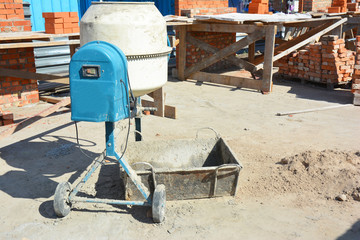 Concrete mixer on construction site