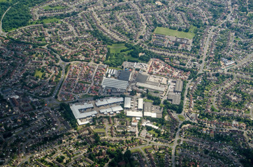 Out of town shopping centre, Reading, aerial view