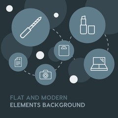 health, beauty and cosmetics outline vector icons and elements background with circle bubbles networks.Multipurpose use on websites, presentations, brochures and more