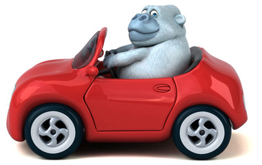 Fun white gorilla - 3D Illustration