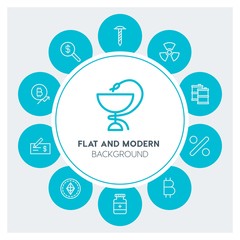 industry, health, hotel, money Infographic Circle outline Icons Set. Contains such Icons as  business,  website,  elements,  background,  pattern,  banner,  bit and more. Fully Editable. Pixel Perfect