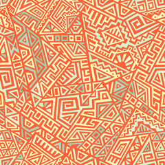 Creative Ethnic Style Square Seamless Pattern. Unique geometric vector swatch. Perfect for screen background, site backdrop, wrapping paper, wallpaper, textile and surface design. Trendy boho tile.